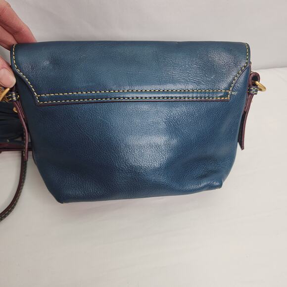 Dooney & Bourke Leather Slate Blue Crossbody Saddle Bag/ Purse Adjustable Strap - Picture 6 of 16